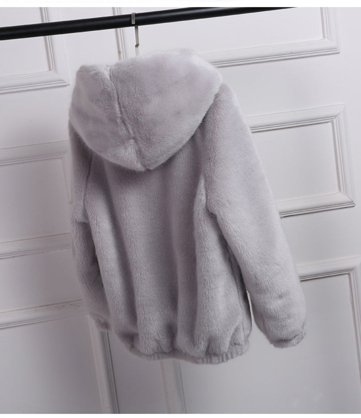Ladies pel jacket with hood and high-quality fleece surface Lune London