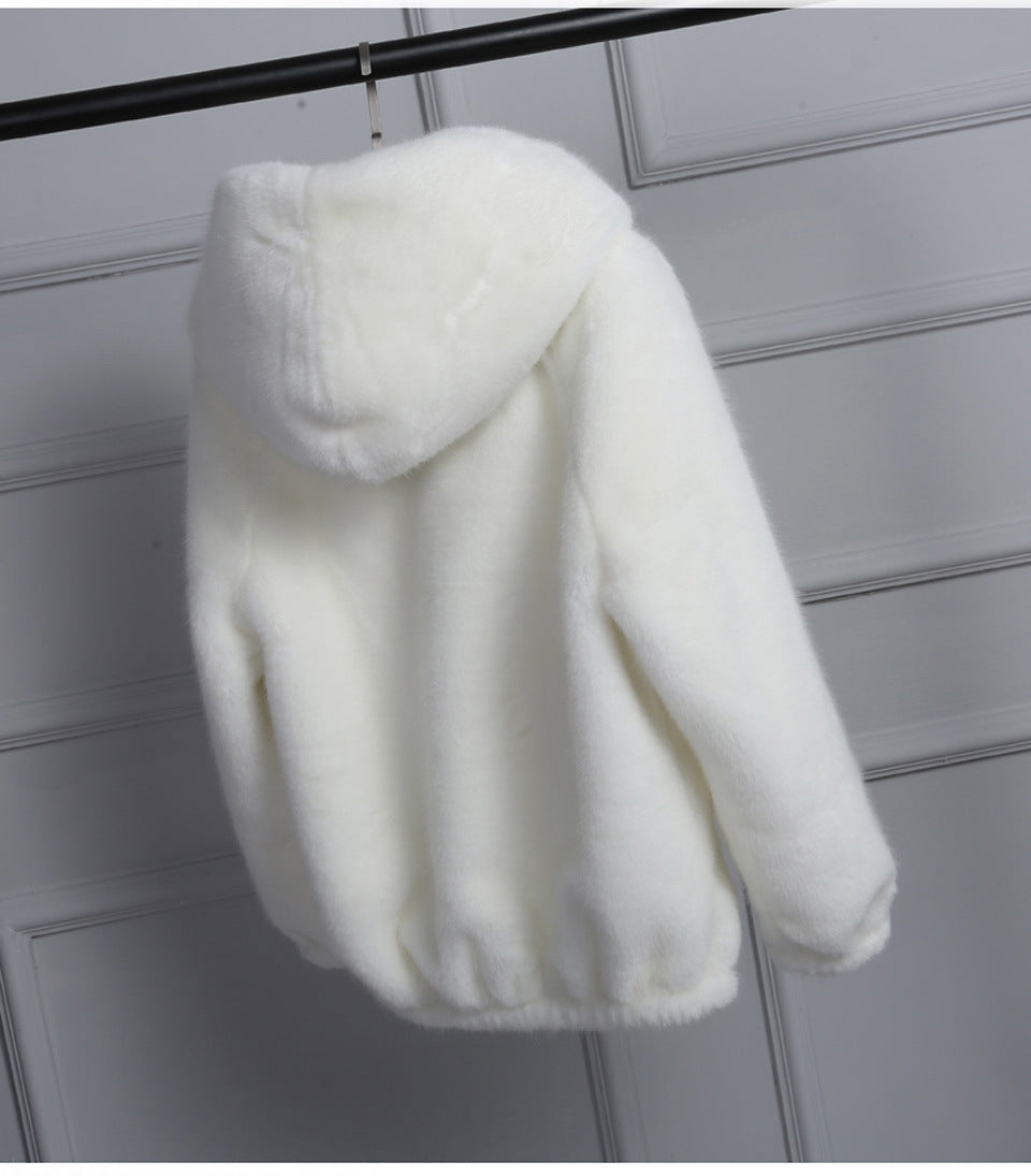 Ladies pel jacket with hood and high-quality fleece surface Lune London