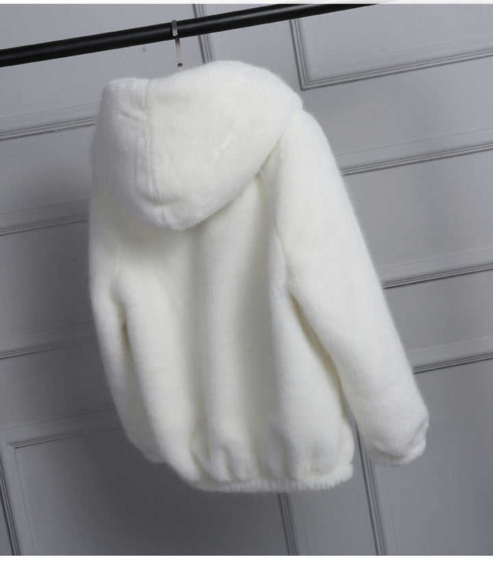 Ladies pel jacket with hood and high-quality fleece surface Lune London