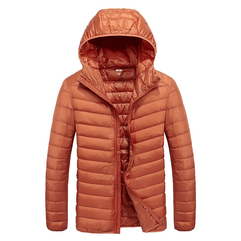 Lightweight down jacket for men with removable hood and water-repellent material Lune London