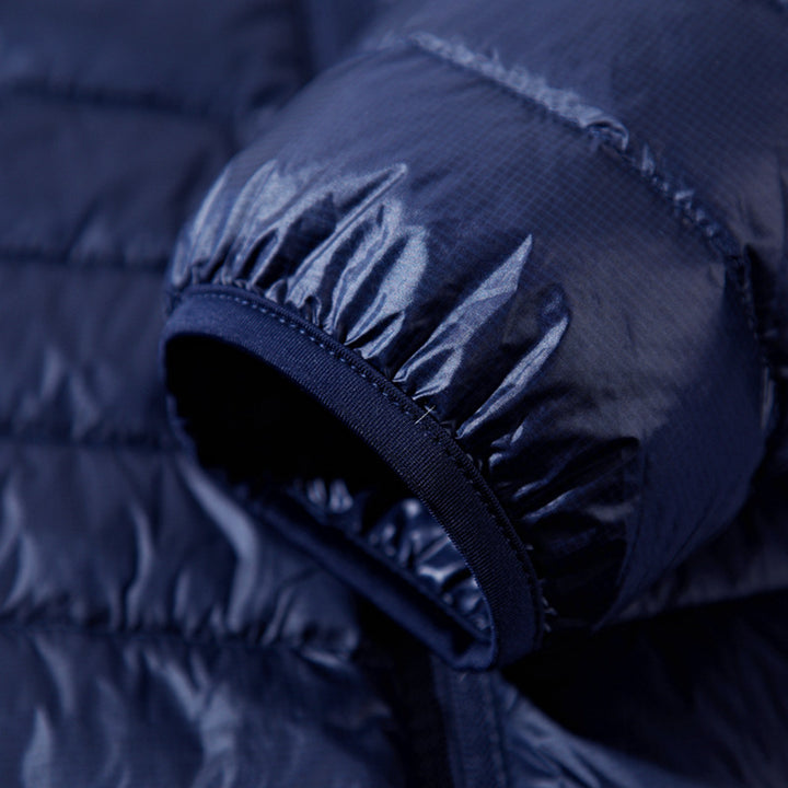 Lightweight down jacket for men with removable hood and water-repellent material Lune London