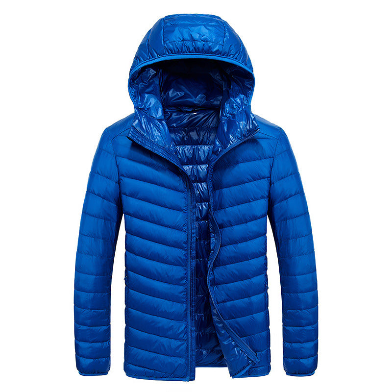 Lightweight down jacket for men with removable hood and water-repellent material Lune London