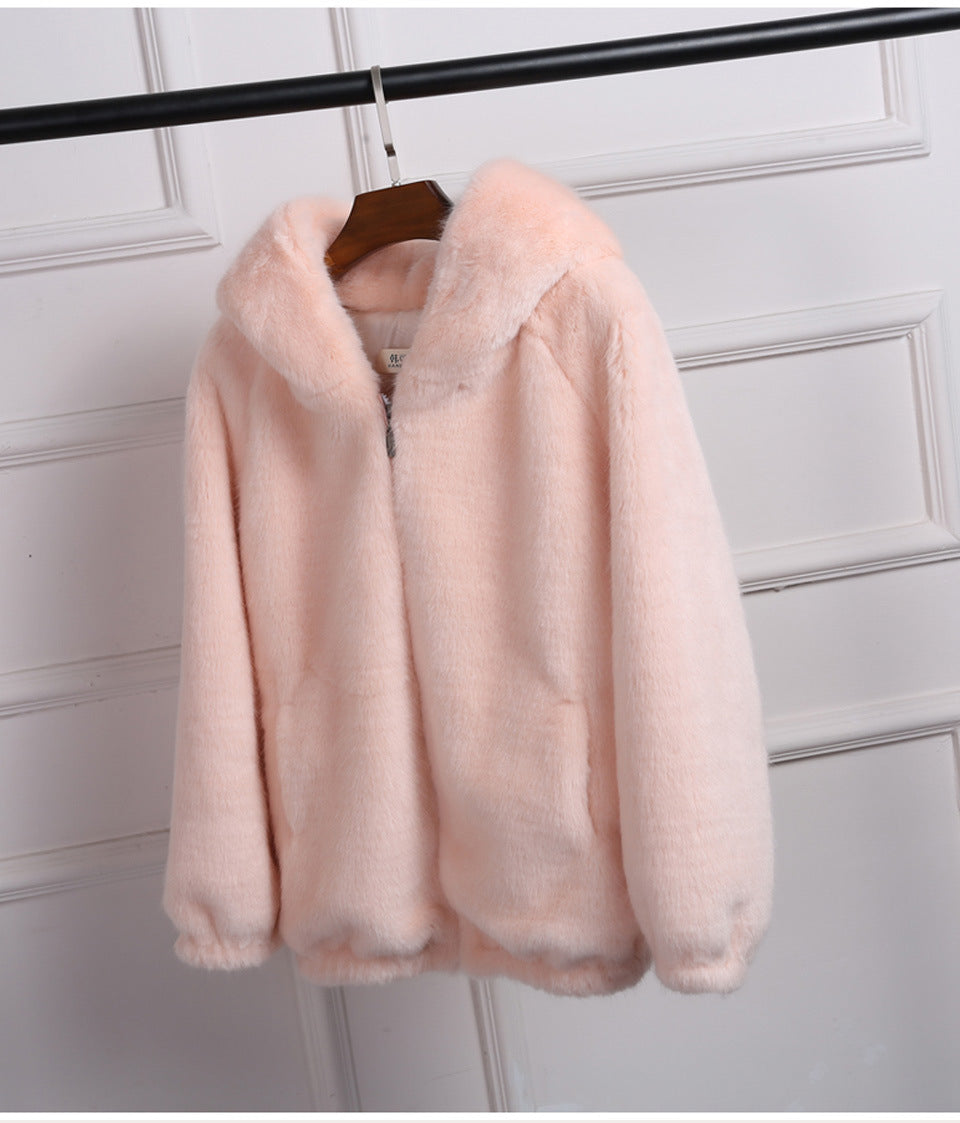 Ladies pel jacket with hood and high-quality fleece surface Lune London
