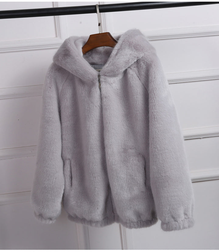 Ladies pel jacket with hood and high-quality fleece surface Lune London