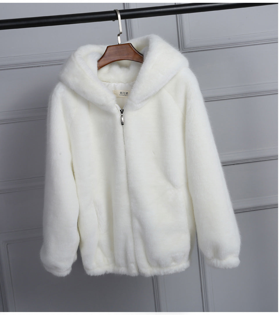 Ladies pel jacket with hood and high-quality fleece surface Lune London