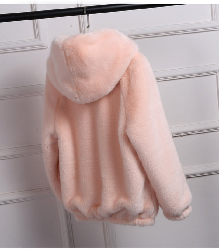 Ladies pel jacket with hood and high-quality fleece surface Lune London