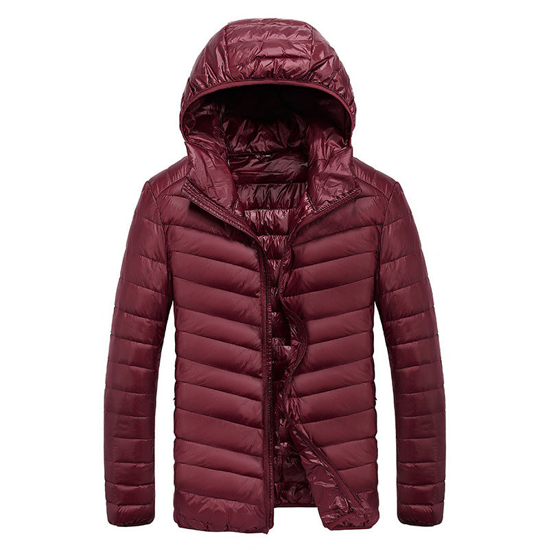 Lightweight down jacket for men with removable hood and water-repellent material Lune London