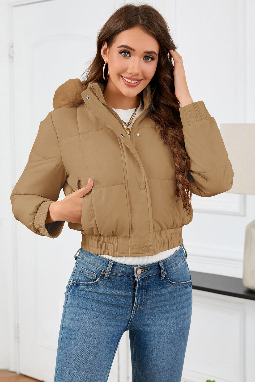 Lune London | High Waist Faux Fur Hooded Puffer Jacket