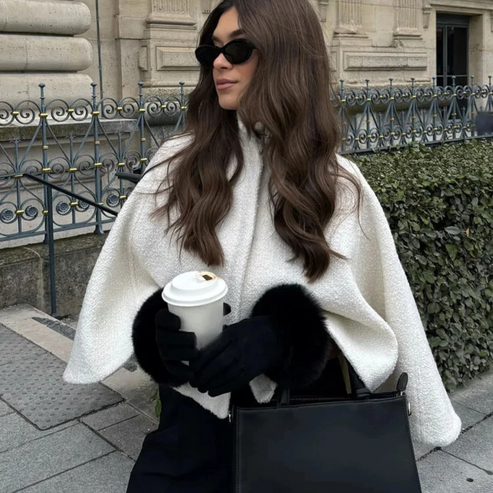 Lune London | High Neck Cape Coat Elegant A-Line Swing Jacket