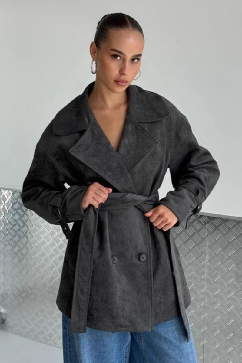 Lune London | Suede Lapel Waistband Jacket Coat