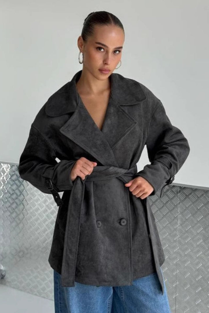 Lune London | Suede Lapel Waistband Jacket Coat