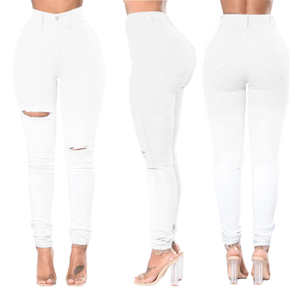 Skinny jeans for women with trendy tear details Lune London