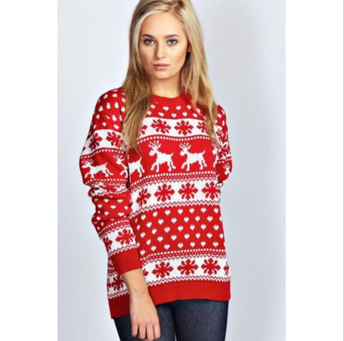 Christmas sweater for women with festive reindeer design and classic Norwegian pattern Lune London