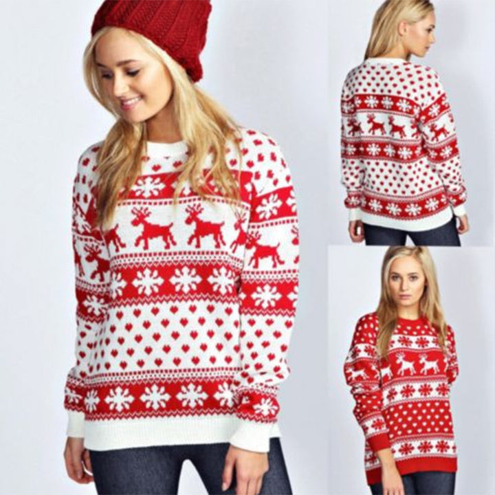 Christmas sweater for women with festive reindeer design and classic Norwegian pattern Lune London