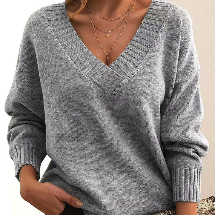 Chic und Stil | Casual V neck sweater for women
