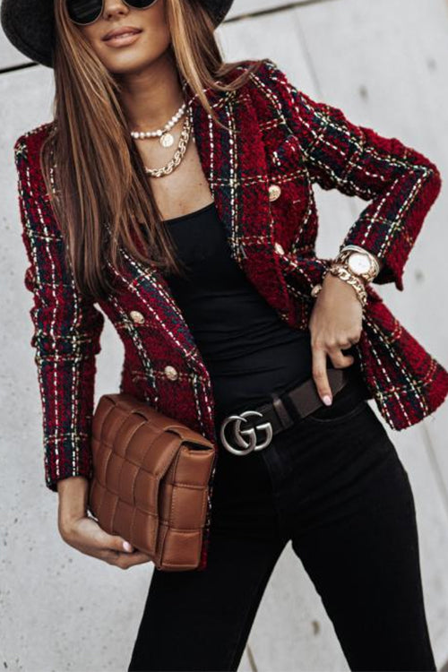 Lune London | Dotted Open Front Check Blazer Jacket
