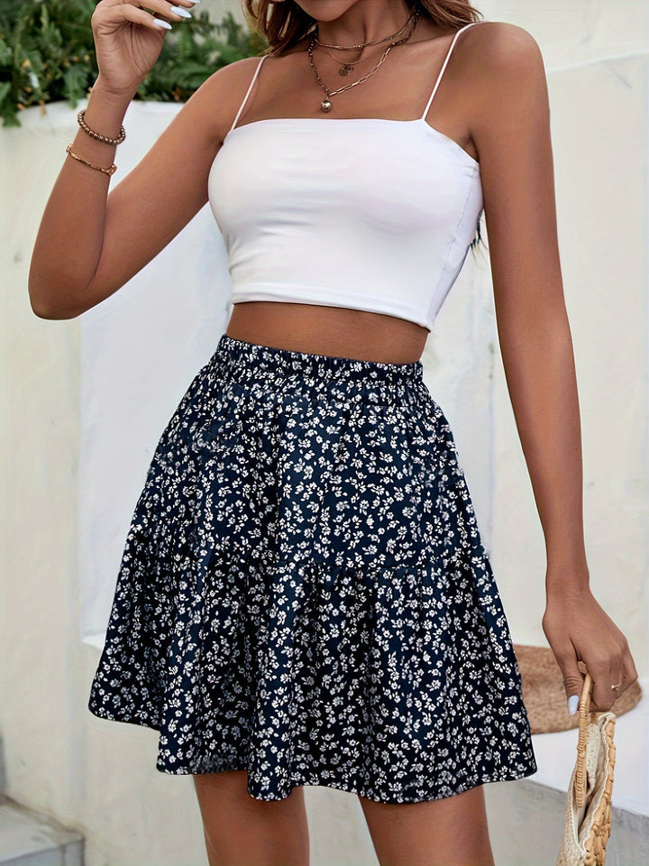 Lune London | Floral Print High Waist Mini Skirt