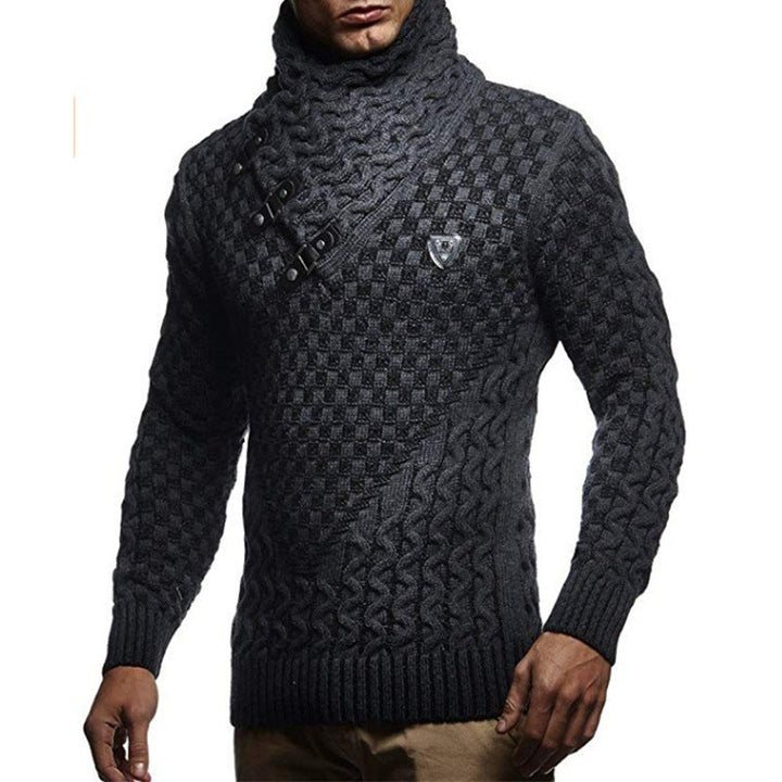 Chic Und Stil | Mens Turtleneck Sweater with Closure