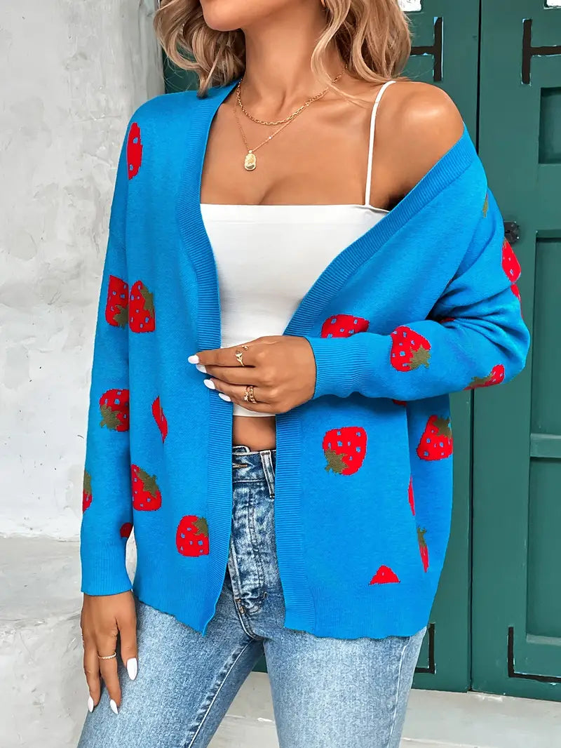 Lune London | Open heart sweater with strawberry pattern