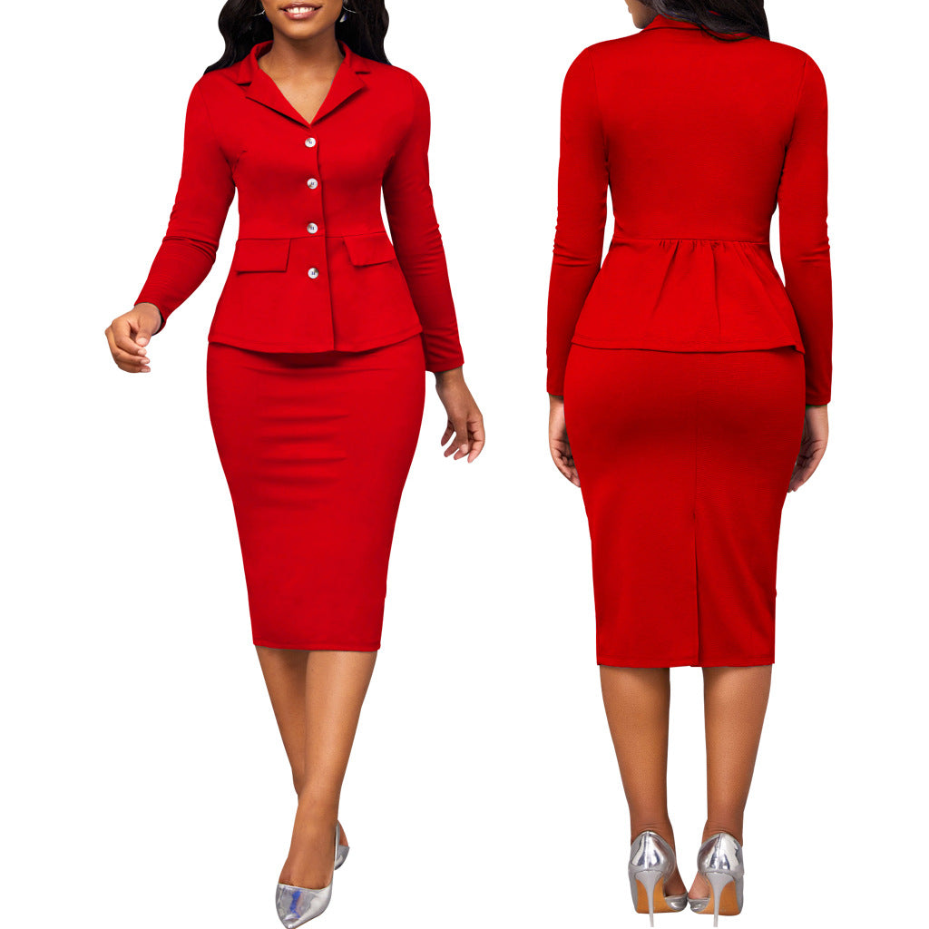 Lune London - Two-piece women's suit with white collar and long sleeves
