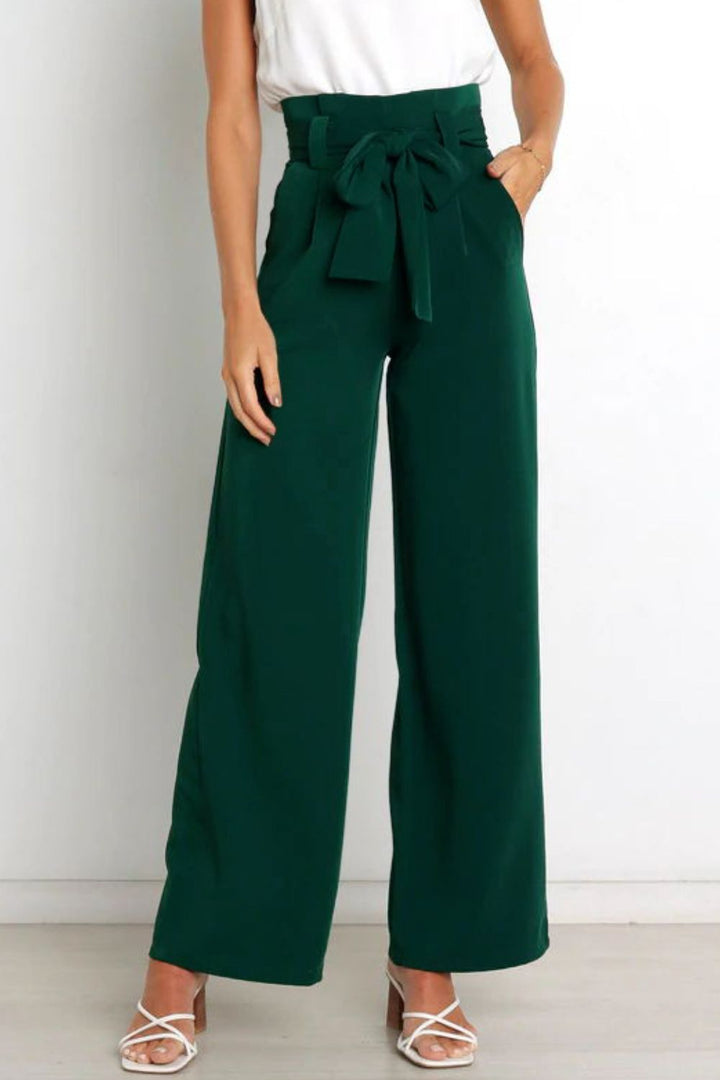 Lune London | High Waist Paperbag Pants with Bow Detail