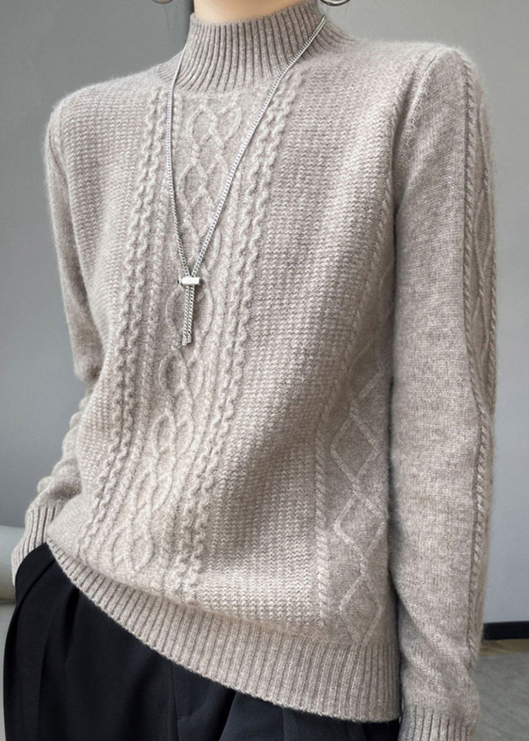 Lune London | Cozy High Collar Cable Knit Sweater Ideal for Winter