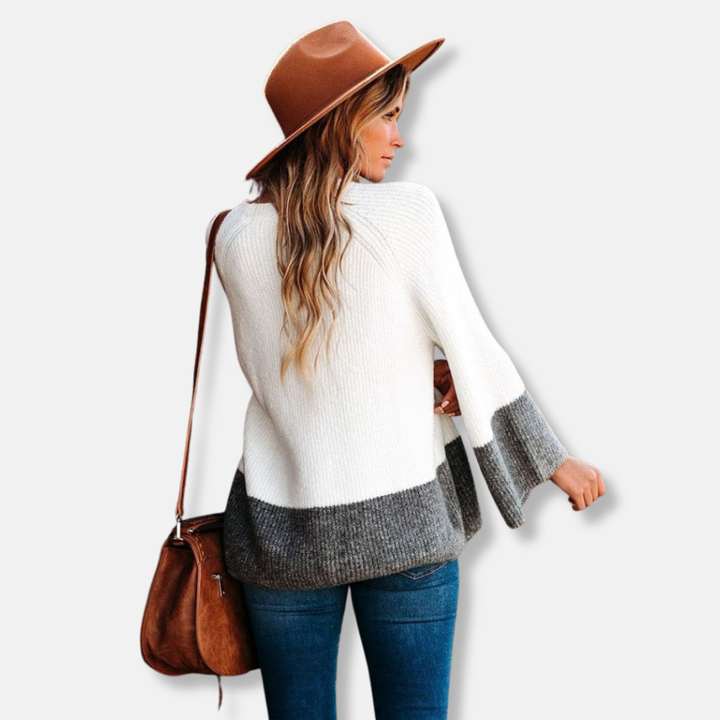 Lune London | Relaxed Fit Pullover Sweater - Color Block Crewneck Pullover