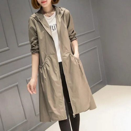 Lune London | Manteau long avec fermeture éclair et capuche