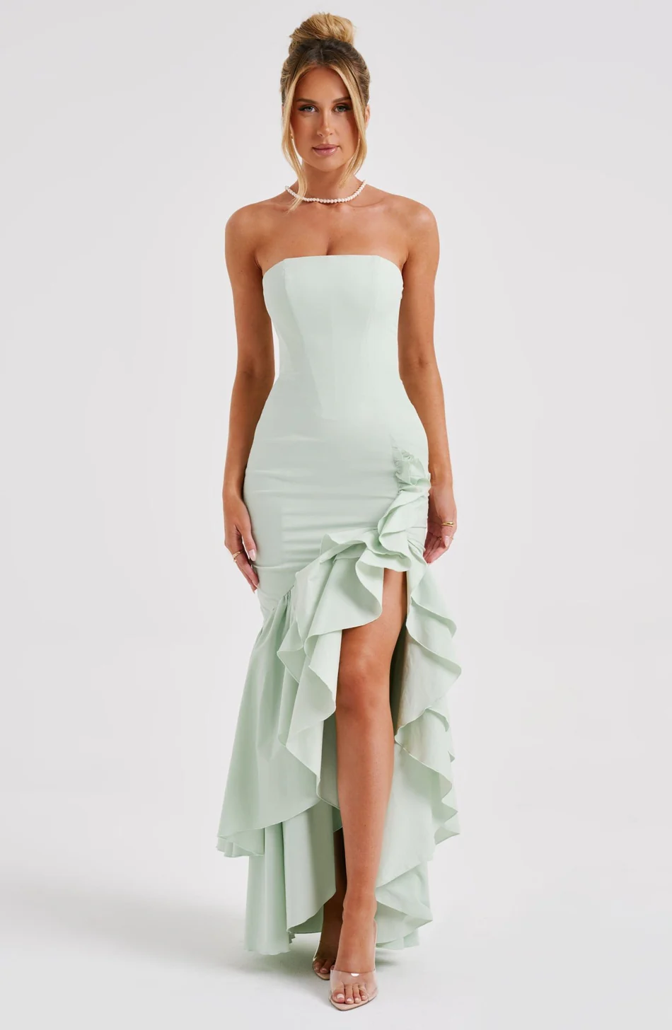 Lune London | Ruffles High Slit Dress
