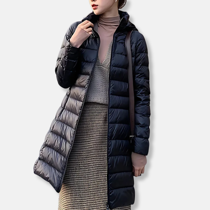 Lune London | Nylon Puffer Jacket - Quilted Jacket with Hood in Medium Length