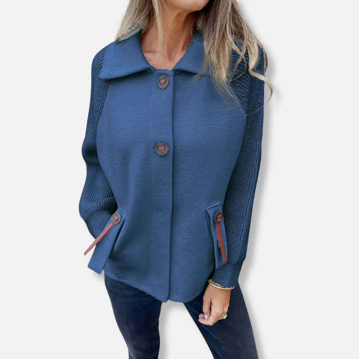 Lune London | Jacket - Casual Cut - Knitted Sleeves - With Lapel - Button Closure