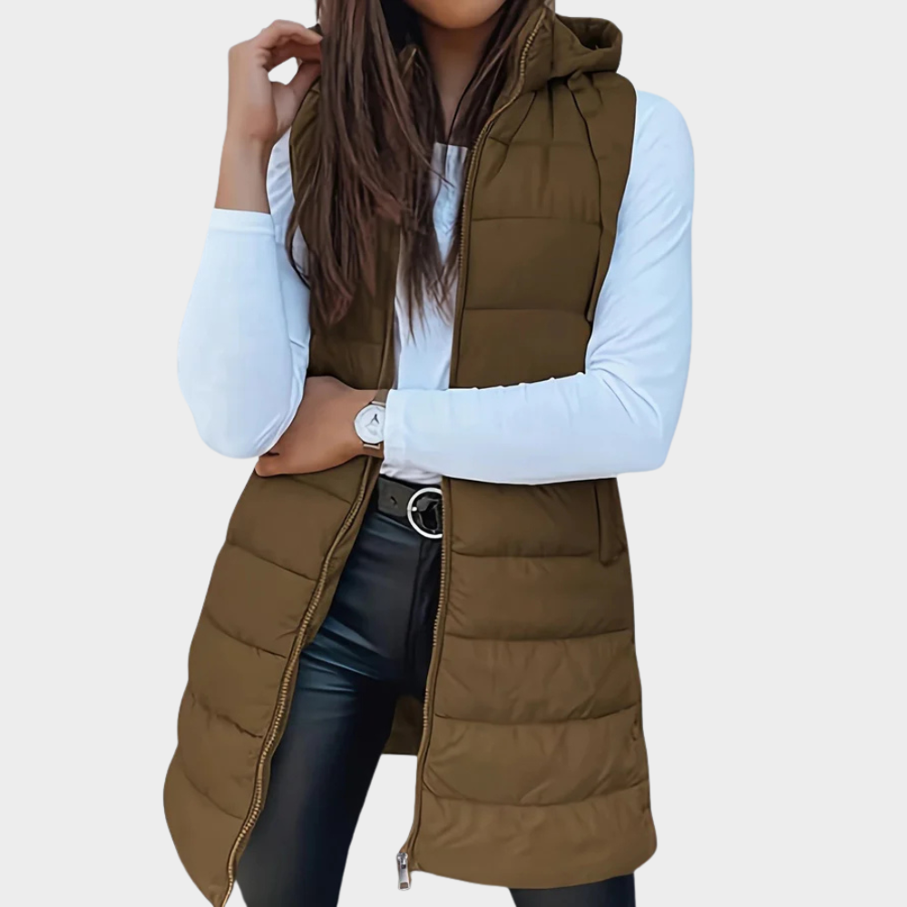 Lune London | Long padded vest with hood