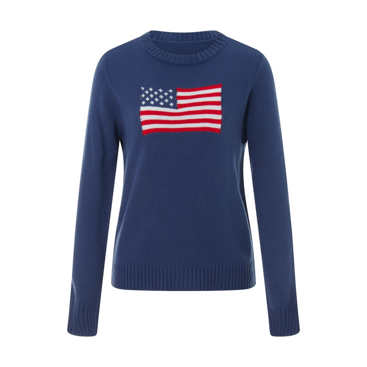 Lune London - Streetwear Autumn Knit Sweater with American Flag for Women