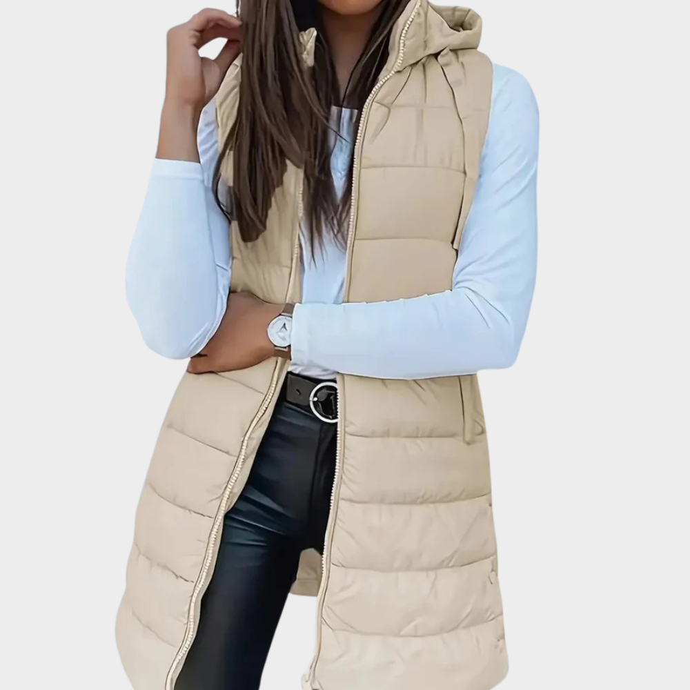 Lune London | Long padded vest with hood
