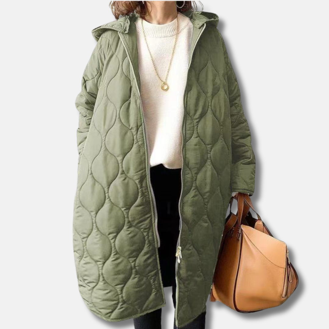 Chic und Stil | Jacket - Quilted Long Model - Oversized Fit - Hood and Zipper