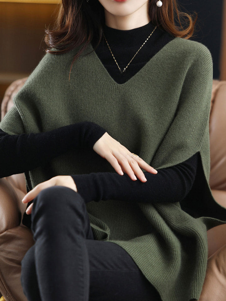 Lune London | Women's Casual V-Neck Knit Vest Solid Color Layer