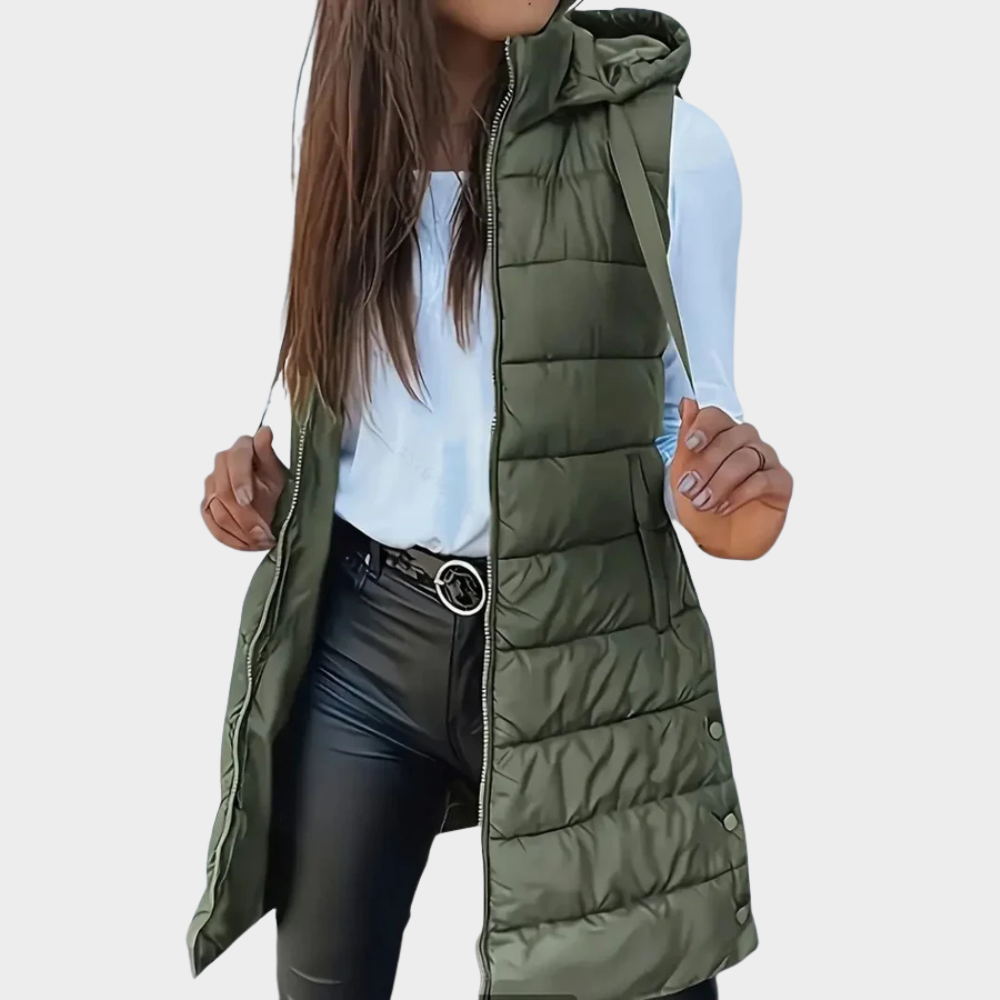 Lune London | Long padded vest with hood