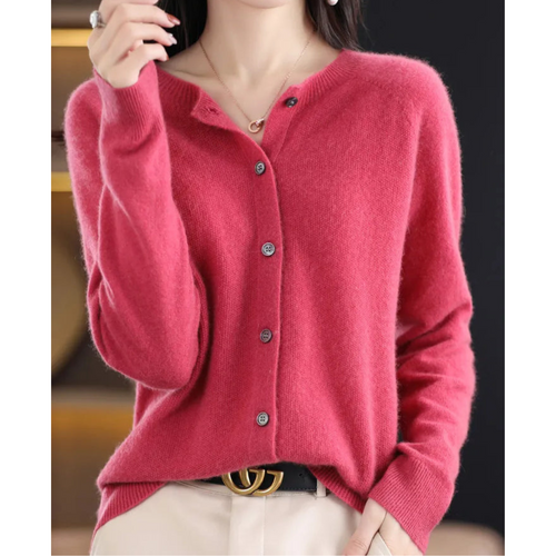 Lune London | Merino Wool Women's O-Neck Knitted Cardigan Sweater