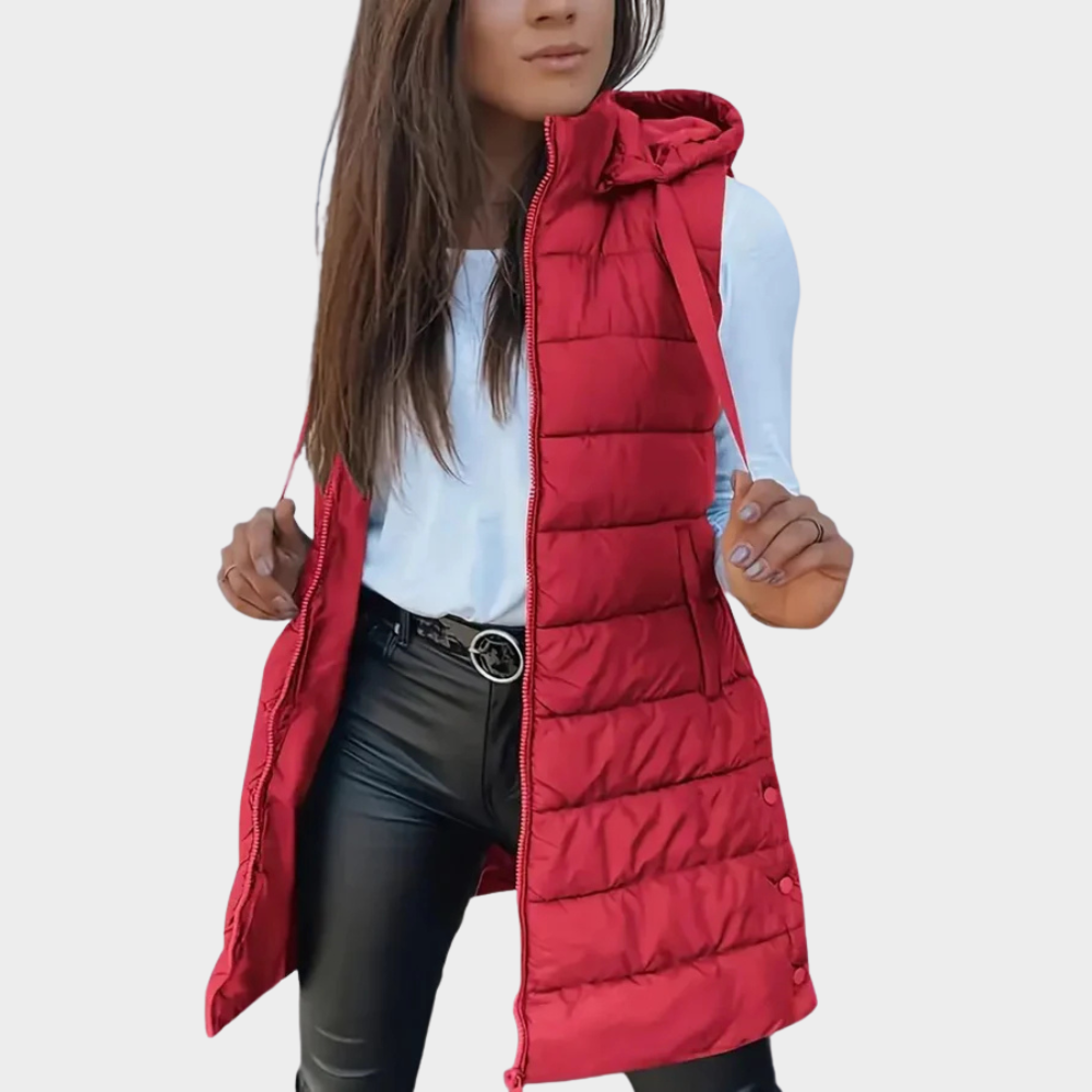 Lune London | Long padded vest with hood
