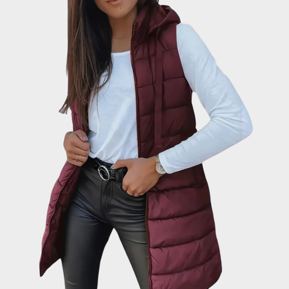 Lune London | Long padded vest with hood