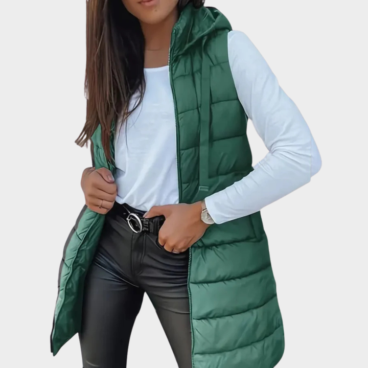 Lune London | Long padded vest with hood