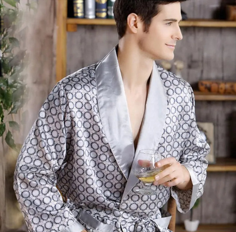 Lune London | Gold Print Luxury Satin Bathrobe