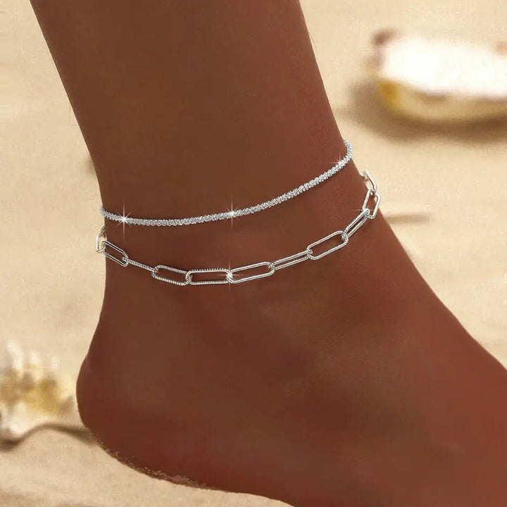 Lune London | Chic Silver/Gold Double Ankle Bracelet