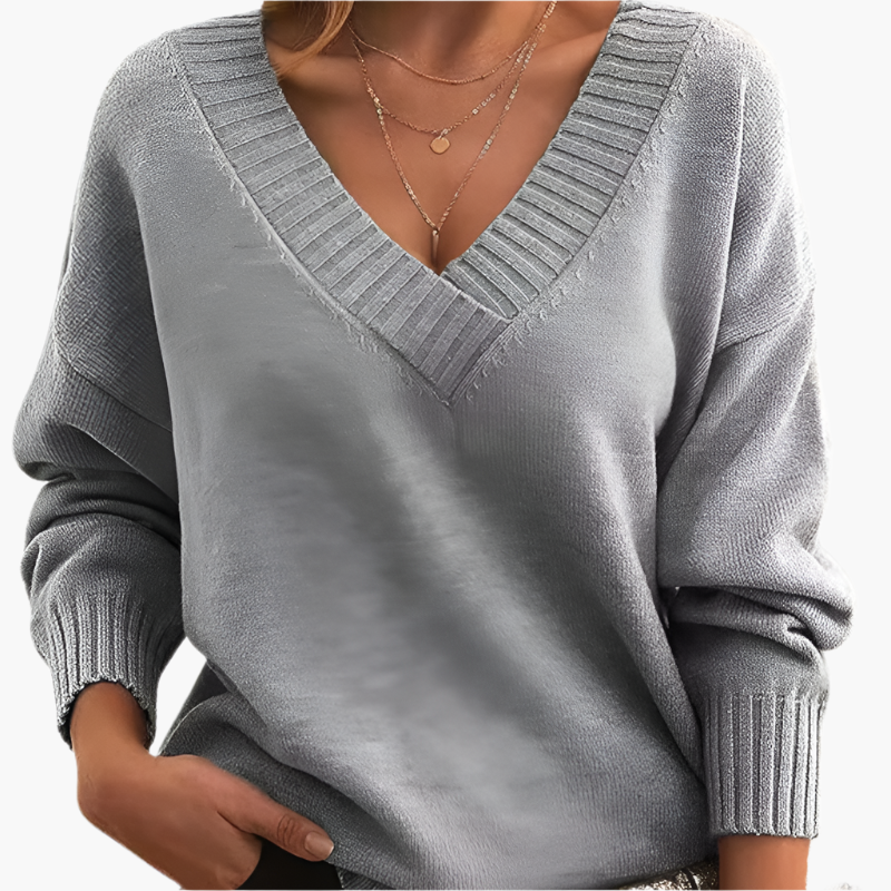 Lune London | V neck sweater - Elegant knit sweater in an oversized style for everyday and office use