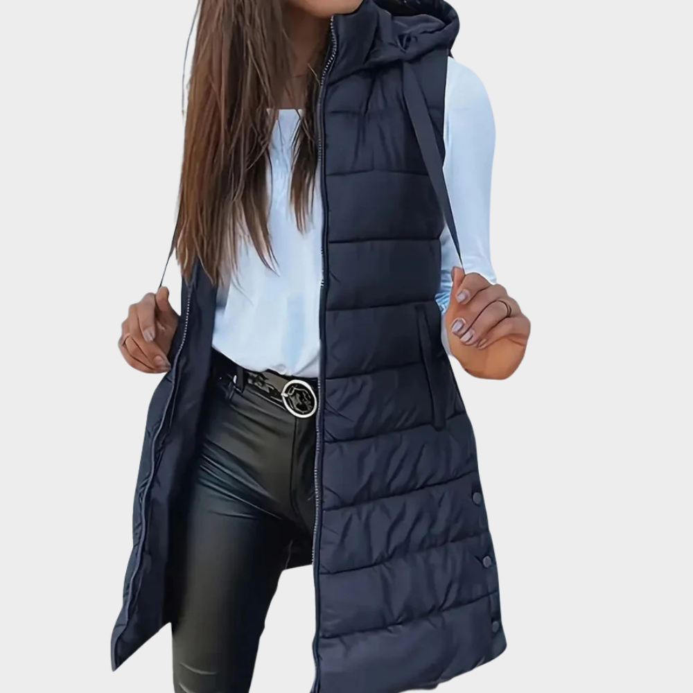 Lune London | Long padded vest with hood