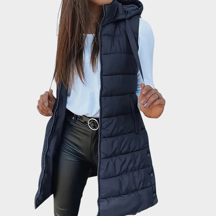 Lune London | Long padded vest with hood