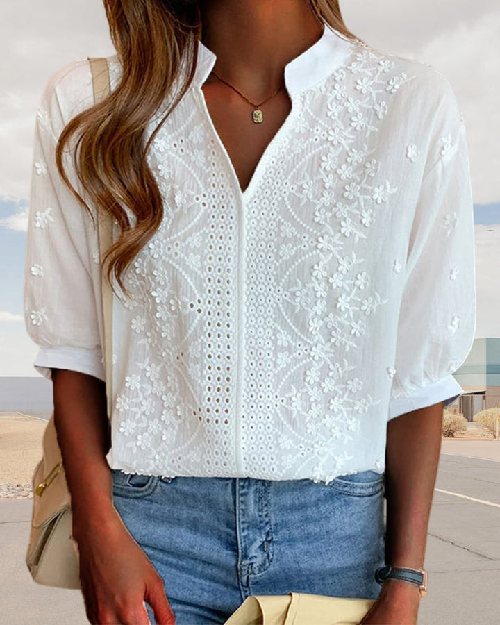 Lune London | White blouse with puff sleeves