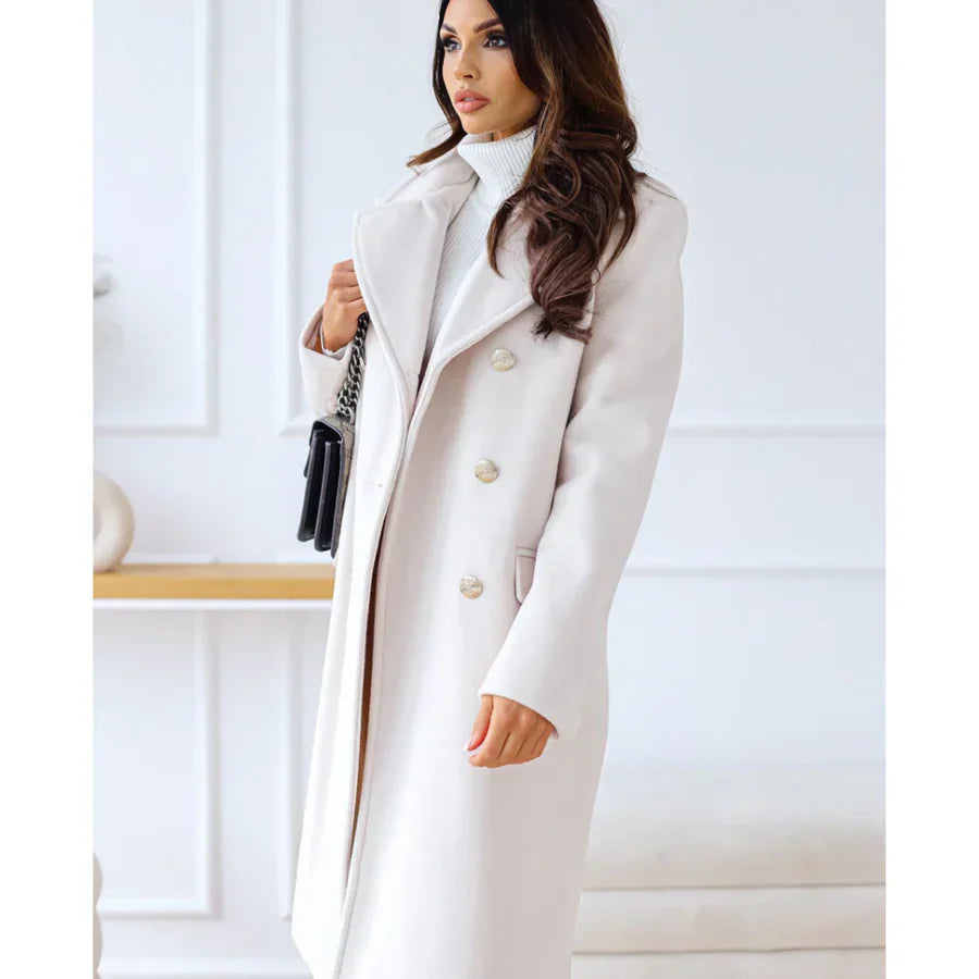 Lune London | Coat Long - Tailored - Double Breast Button Closure - Wide Lapels