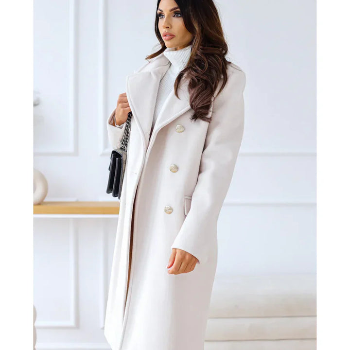 Lune London | Coat Long - Tailored - Double Breast Button Closure - Wide Lapels