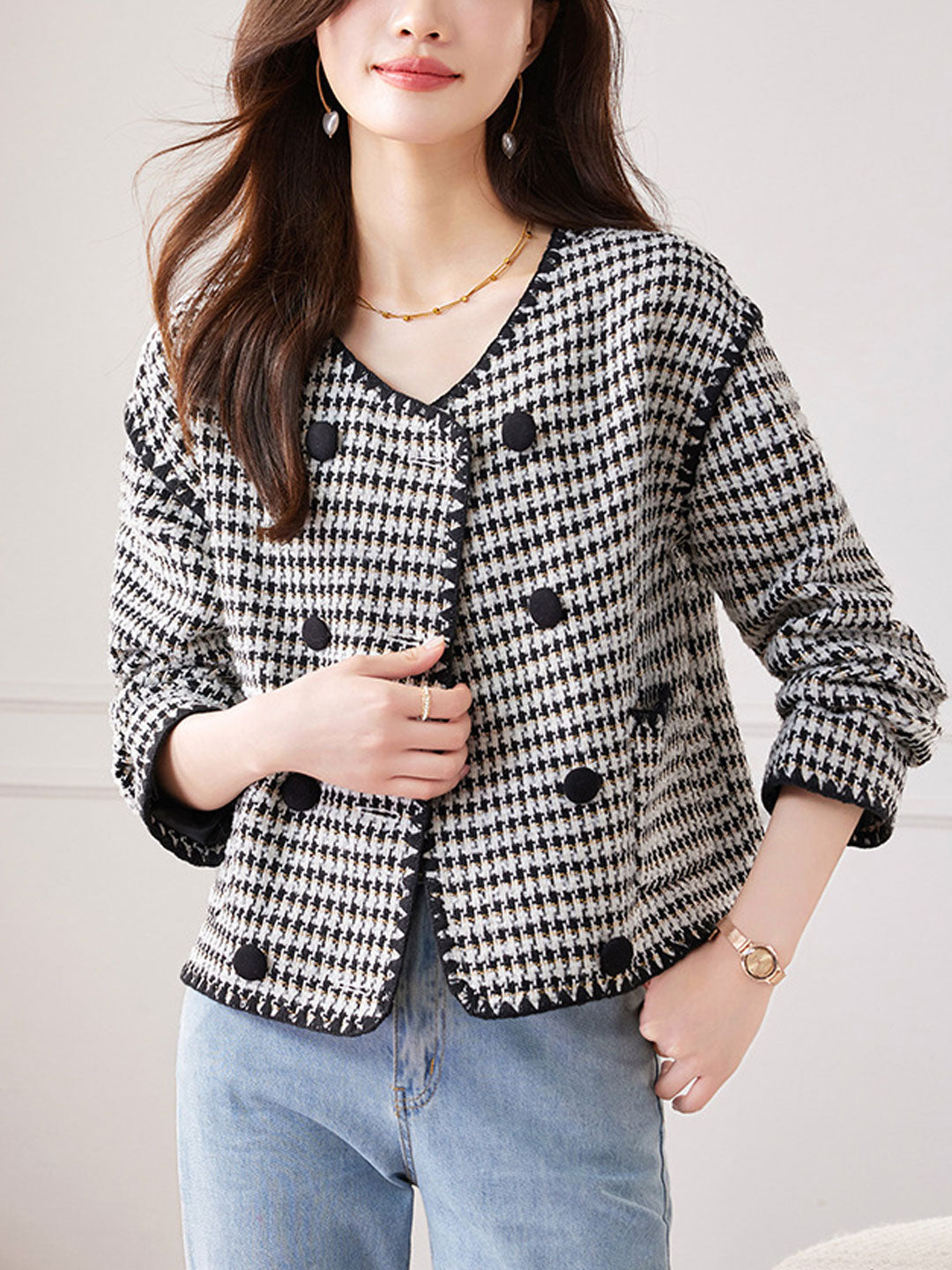 Lune London | Classic Round Neck Tweed Jacket